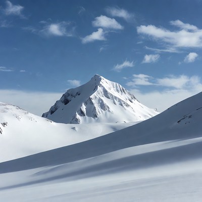 Snowy Mountain Peak Under Blue Sky