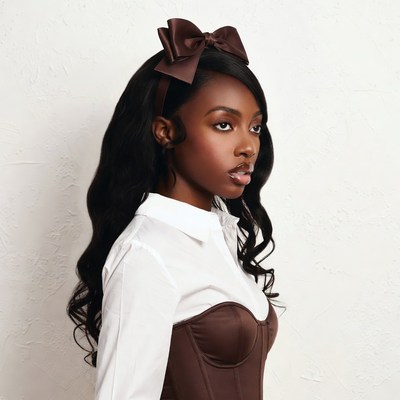 African-American woman with brown bow headband