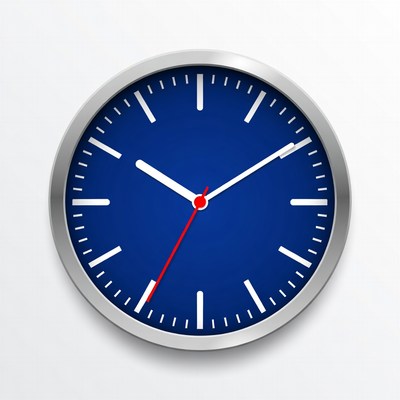 Silver clock with blue face