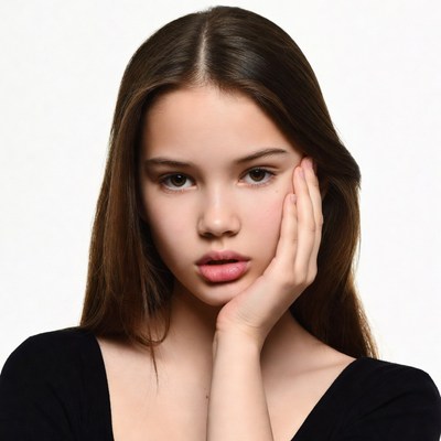 Young woman hand on cheek