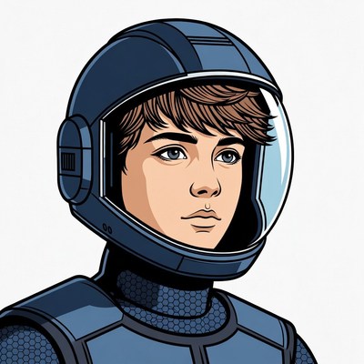 Boy astronaut in spacesuit illustration