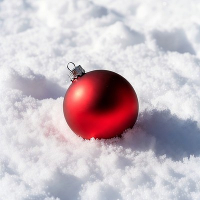 Red Christmas ornament in snow