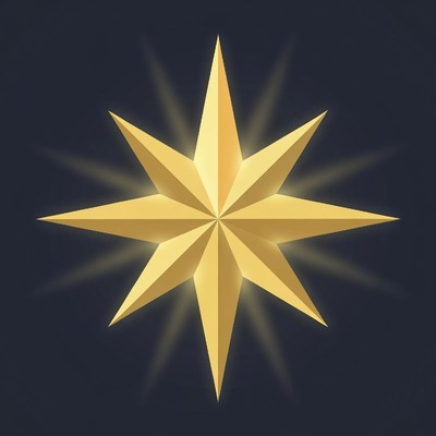 Shiny golden eight-pointed star
