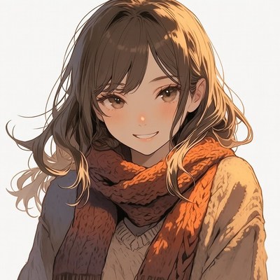Anime girl with orange scarf