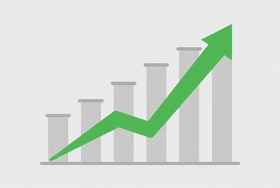 Green Upward Bar Chart Graph
