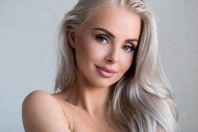 Beautiful blonde woman smiling