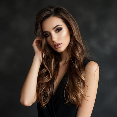 Beautiful woman with long wavy hair
