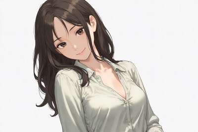 Anime girl in cleavage shirt