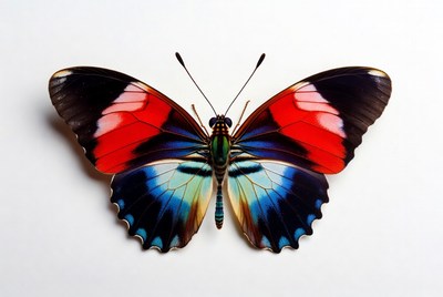 Colorful Morpho Butterfly on White Background