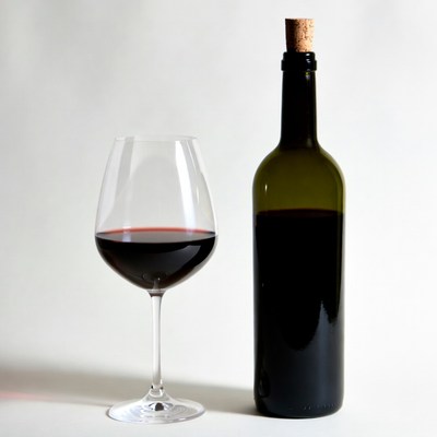 Red Wine Glass and Bottle