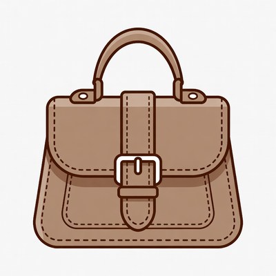 Brown Leather Handbag Illustration
