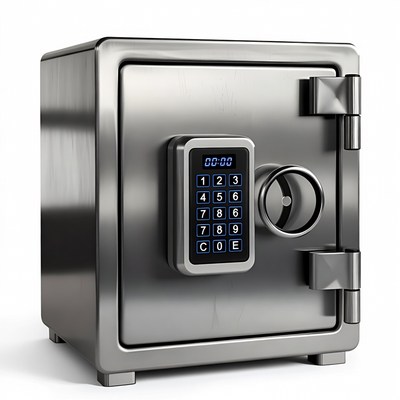 Silver safe with digital keypad