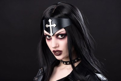 Gothic woman with inverted cross headband