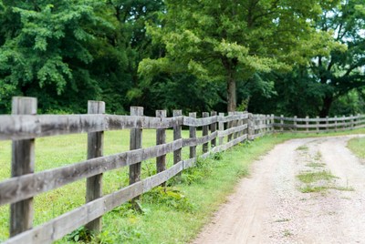 Wooden fence along dirt path