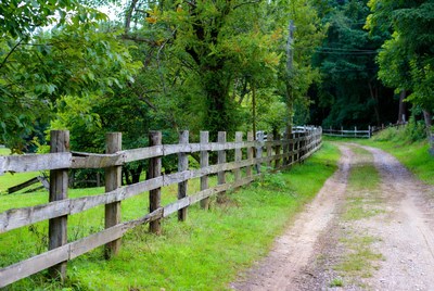Wooden Fence Along Country Dirt Path