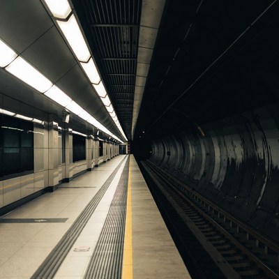 Empty subway platform tunnel
