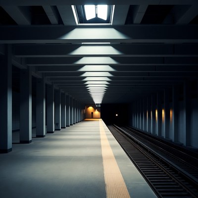 Empty subway platform with tracks