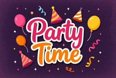 Party Time Clipart with Balloons