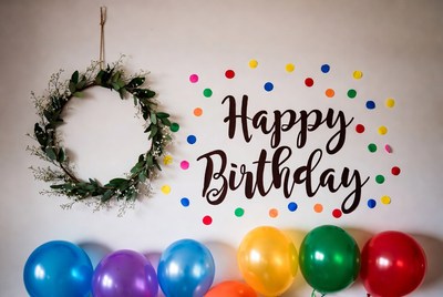 Happy Birthday Balloons Wreath