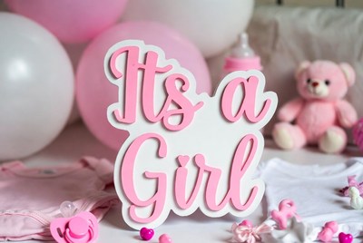 It's a Girl Baby Sign with Balloons