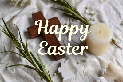 Happy Easter with Cross and Bunny