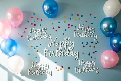 Happy Birthday balloons and letters
