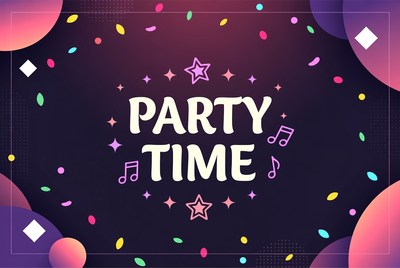 Party Time Graphic with Confetti