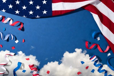 American Flag with Patriotic Confetti