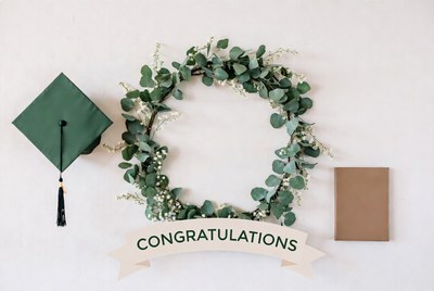 Graduation Cap with Eucalyptus Wreath