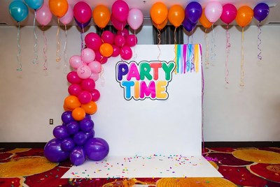 Colorful Party Time Balloon Backdrop