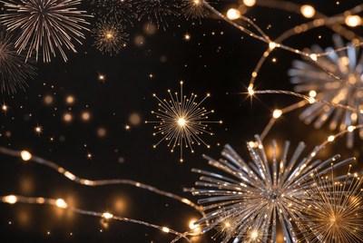 Fireworks and Fairy Lights Background