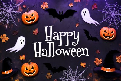 Happy Halloween Pumpkin Ghost Flatlay