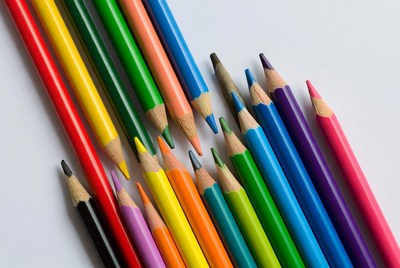 Colorful Crayons on White Background