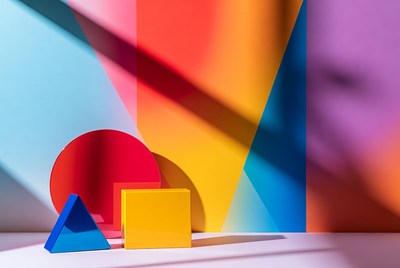 Colorful Geometric Shapes on Gradient Background