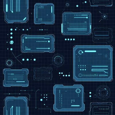 Futuristic Neon Blue UI Elements