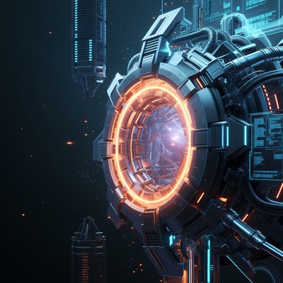 Futuristic Glowing Portal Machine