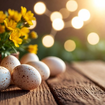 Easter Eggs with Yellow Flowers