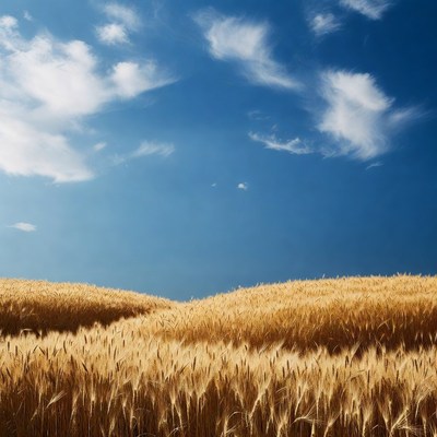 Golden Wheat Field Under Blue Sky