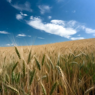 Golden Wheat Field Under Blue Sky