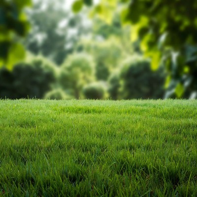Blurred Green Forest Background with Grass