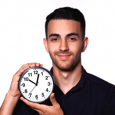 Man holding white clock