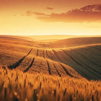 Golden Wheat Fields at Sunset