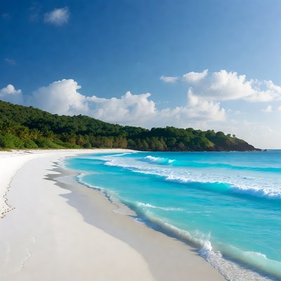 Tropical white sand beach with turquoise waves