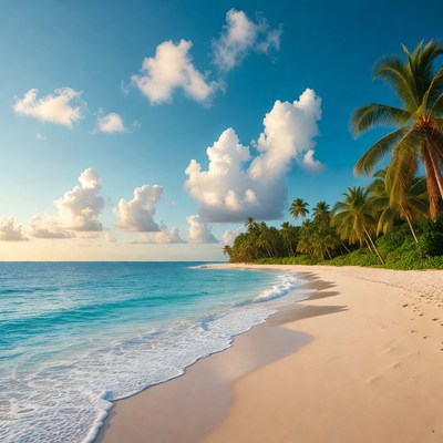 Tropical beach with palm trees