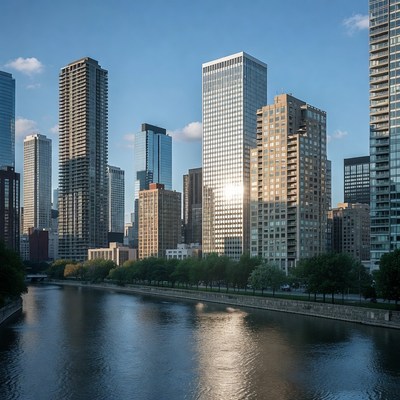 Chicago River with Skyscrapers