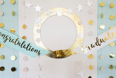 Gold Graduation Congratulations Backdrop