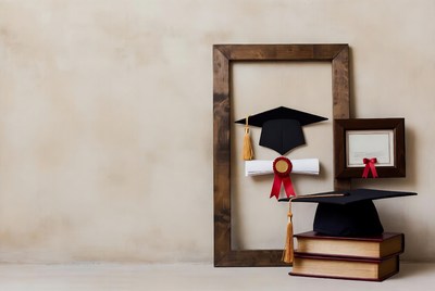Graduation Caps Diplomas Books Frame