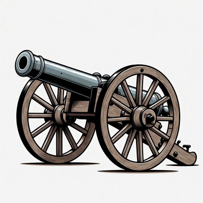 Vintage Cannon on Wheels Illustration