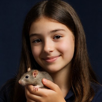Girl holding cute rat