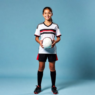 Girl holding soccer ball